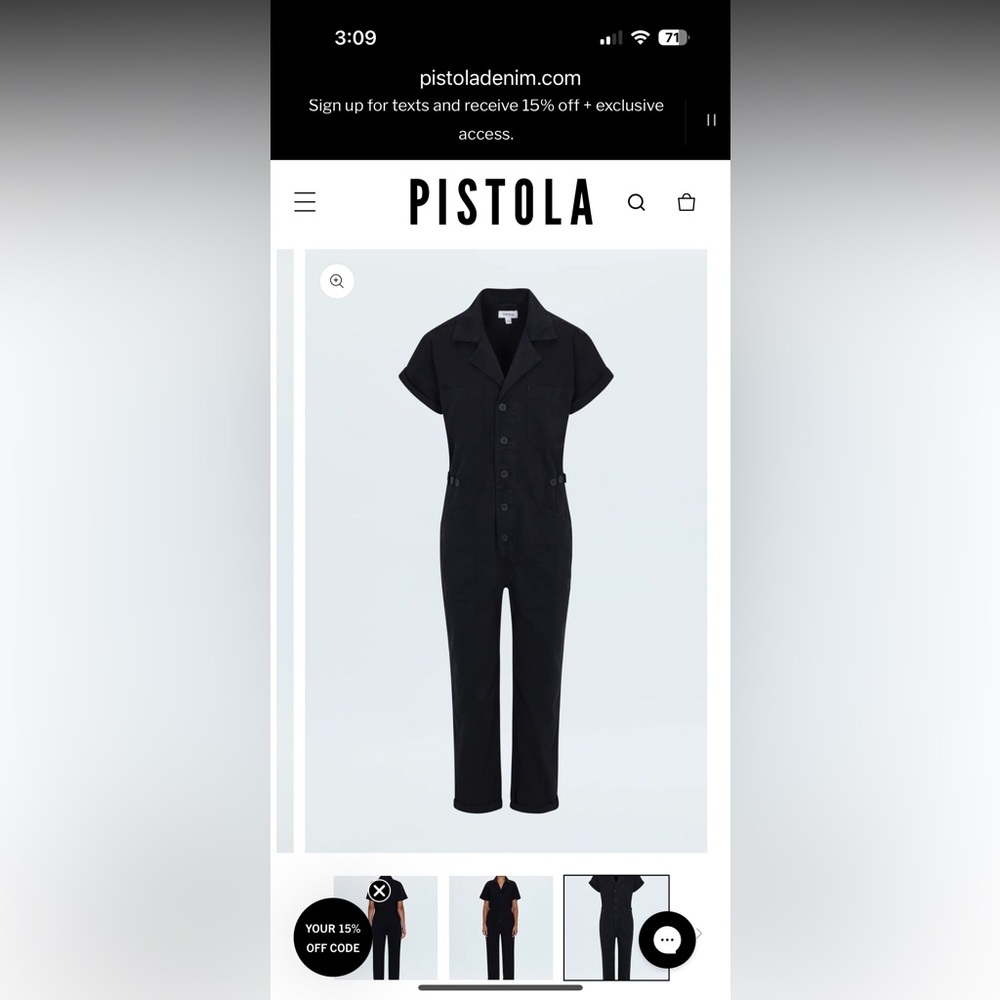 pistola Black Short-Sleeve Utility Jumpsuit